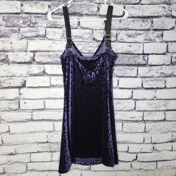 Killstar 'Cool Cat' Plum/Purple Velvet Leopard Print Dress -S - Picture 5 of 7
